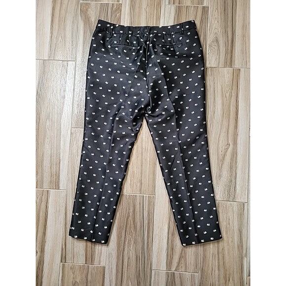 RSVP By Talbots Pants Women 14 Black Allover Swan Print Dress High-Rise Straight - Picture 11 of 15